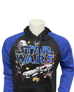 Star Wars Space Ship Galaxy Mens Hoodie Size Medium Sweatshirt Black Long Sleeve - Picture 1 of 16