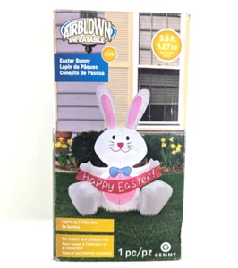 Gemmy 3.5 Ft Airblown White Bunny w/Bowtie Spring Inflatable # 48690 - Picture 1 of 4