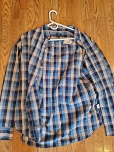 J Crew Mens Button Down Shirt Blue White Checkered Long Sleeve Size Large - Picture 1 of 3
