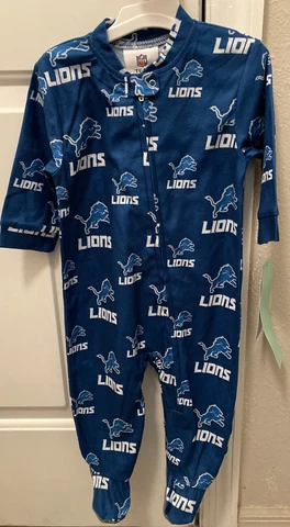 Detroit Lions Official NFL Infant Size 6/9  Pajama Sleeper Bodysuit New Cover
