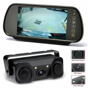 2 in 1 Reverse Camera & Parking Sensors Kit With 7 Inch Mirror Monitor Screen - Picture 1 of 24