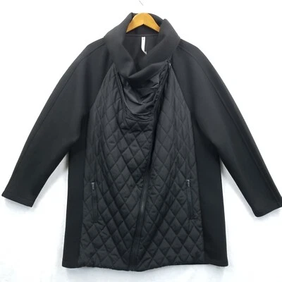 Fabletics Jacket Women 3X Black Kinsley Quilted Asymmetric Zipper Pockets Comfy - Image 1 of 4