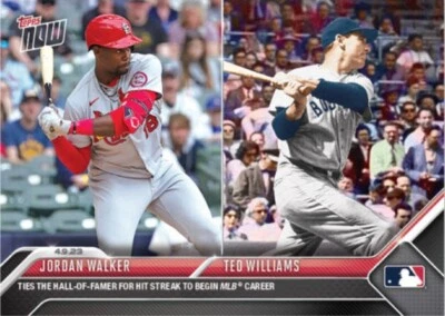 Jordan Walker/Ted Williams - 2023 MLB TOPPS NOW® Card 87 Ties Hit Streak! RC - Image 1 of 2