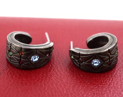 Pendientes de aro Patricia Locke de peltre y estrás EXCELENTES Foto 1 de 4