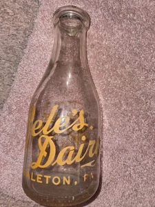 Vintage Galeton PA Milk Bottle Quart Zele's Dairy Potter County - Bild 1 von 3