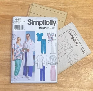 Simplicity Pattern 5443 Size BB Scrubs Top Pants Tie & Jacket, Unisex XL -XXXL - Picture 1 of 2