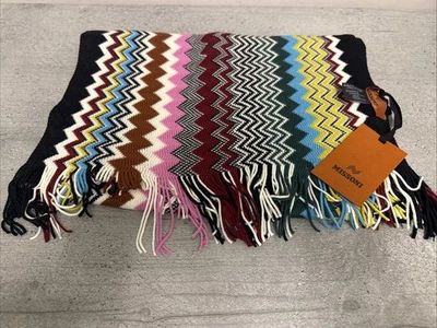 Missoni Multicoloured Wool Zig Zag Scarf New With Tags