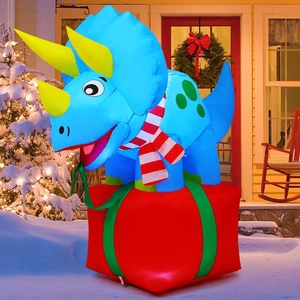 COMIN 5 FT Christmas Inflatables Outdoor Decorations Christmas Blow Ups Dinosaur - Picture 1 of 12