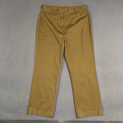 Lands' End Khaki Pants Women’s 14 Brown Fit 3 Trouser Leg Cotton Blend Twill - Image 1 of 4