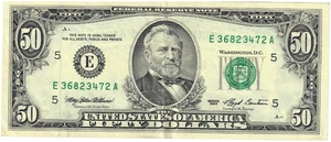 1993 50$ FRN - SP w/ security thread - MEW/LB E36823472A - Rare - #17244 - Picture 1 of 2