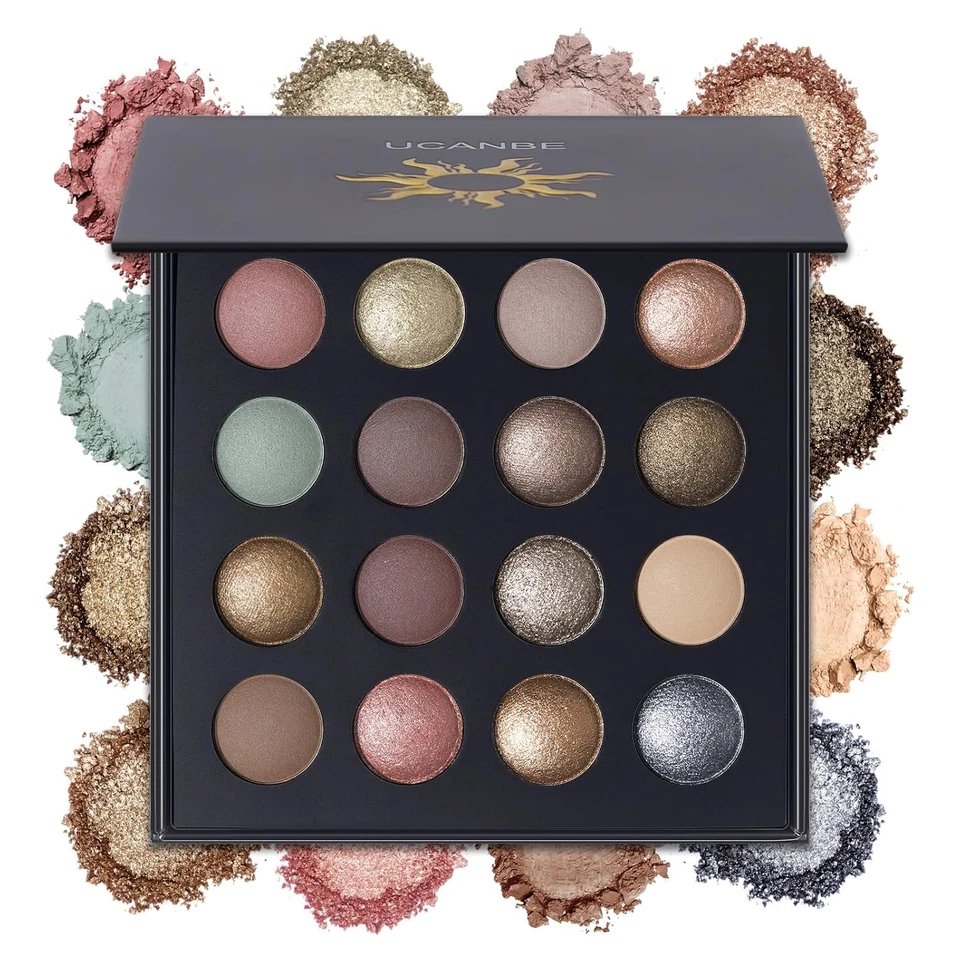 Baked Eyeshadow Makeup Palette with Hidden Gems, 16 Colors Nude Eye Shadow with  - Image 1 of 4