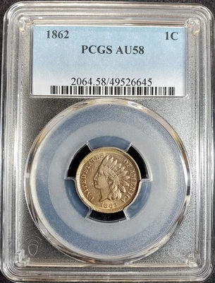 1862 Indian Head Penny PCGS AU58 Foto 1 de 2