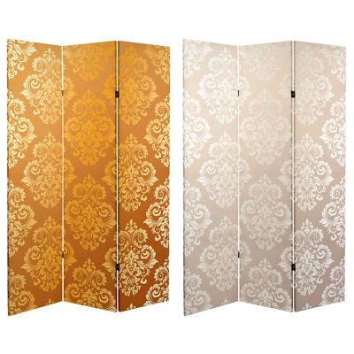 6 ft. Tall Double Sided Baroque Wallpaper Canvas Room Divider - Image 1 of 4