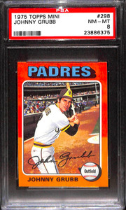 1975 TOPPS MINI #298 JOHNNY GRUBB PSA 8 23886375