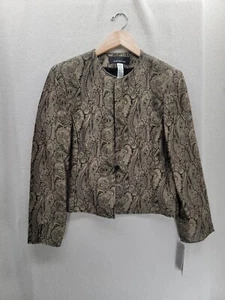Neu mit Etikett Jones New York Candlelight-Blazer Paisley goldfarben ein Knopf Leinen, Seide Gr-14 - Bild 1 von 7
