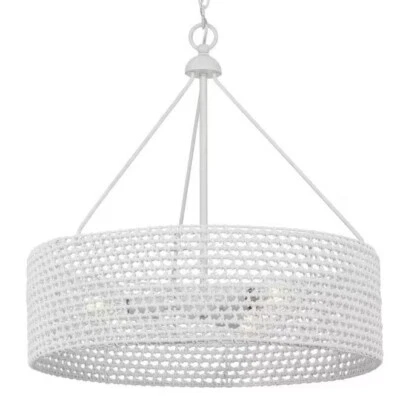 Progress Lighting Sugar Reef 22 pulgadas Colgante de 3 luces blanco costero sombreado Foto 1 de 4