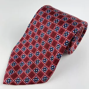 Tommy Hilfiger Herren-Seidenkrawatte rot blau geometrische Blume - Bild 1 von 9