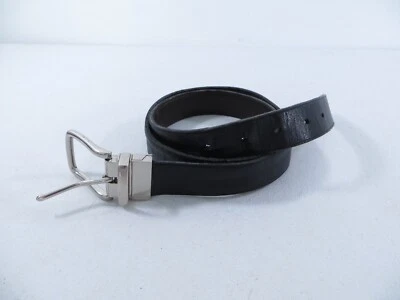 Cinturón de cuero reversible Coach para hombre negro marrón oscuro hebilla plateada 34"-38" x 1" Foto 1 de 4