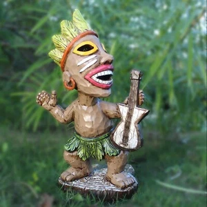 Solar Tiki Statue -Outdoor Patio Decor- Lawn Ornaments-Tiki Bar- 10.78 in Tall - Picture 1 of 9