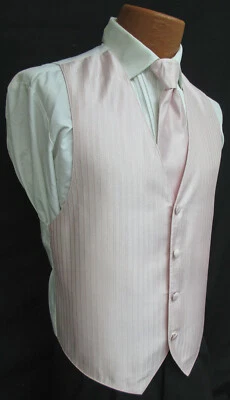 Mens Light Pink Jean Yves Tuxedo Vest & Choice of Tie Formal Wedding Cruise Prom - Image 1 of 3