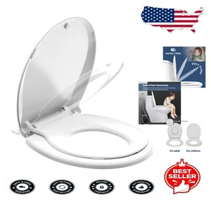 Durable Polypropylene Toilet Seat with Magnetic Kids Seat - 400 lb Capacity - Picture 1 of 8