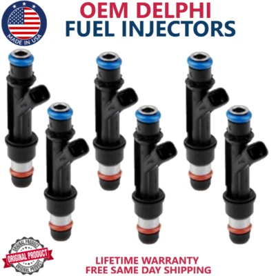 x6 OEM DELPHI Fuel Injectors For 2000, 2001, 2002, 2003 Pontiac Grand Prix 3.1L - Image 1 of 2