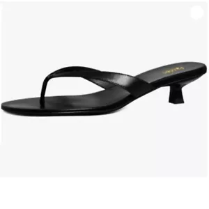 Pazzion Women Fashion Open Toe Kitten Heels Flip Flops Slip On Low Heeled Black - Picture 1 of 8