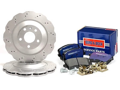 PARA AUDI RS4 B8 2012-2015 DISCOS DE FRENO TRASEROS PERFORADOS RECUBIERTOS PASTILLAS BORG & BECK 330 MM Foto 1 de 4