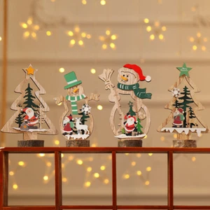 Adorno de Navidad de madera mesa copo de nieve Santa Claus muñeco de nieve árbol decoración del hogar - Imagen 1 de 16