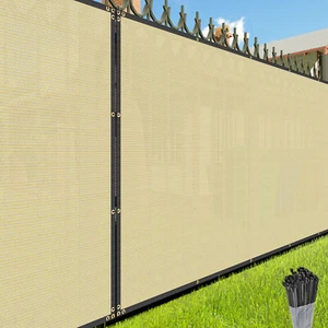 Beige 8ft Privacy Fence Screen Windscreen Cover with Grommets for Backyard Patio - Picture 1 of 7