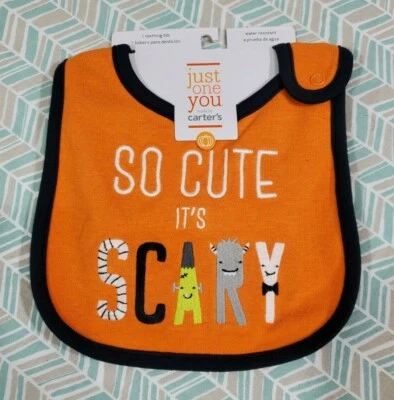 Babero CARTER'S Halloween Naranja "So Cute It's Scary" Nuevo con Etiquetas Foto 1 de 2