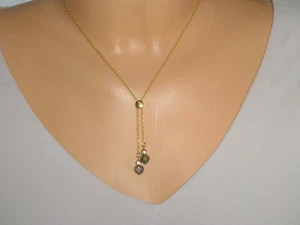 Halskette Y-Kette 925 Gold Anhänger Labradorit Herzen grau verstellbar UNIKAT - Bild 1 von 8