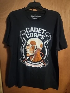 AOT Anime Attack On Titan Cadet Corps Aim For The Neck Size Large T-Shirt EUC - Picture 1 of 4