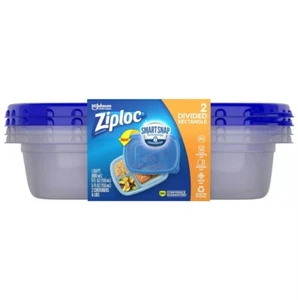 2 Packs Ziploc Divided Rectangle Containers - 2ct/pack - Picture 1 of 10