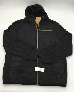 Weatherproof Vintage Men's Mix-Media Quilted Hooded Jacket, Black, Large - Picture 1 of 2