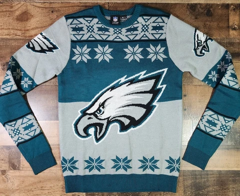 Philadelphia Eagles Ugly Christmas Sweater Mens Small Green / Gray Crewneck NFL Cover