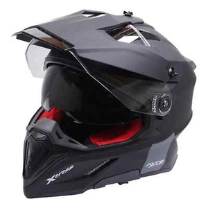 AXOR X-CROSS ADVENTURE DUAL SPORT MOTORCYCLE HELMET PLAIN MATT BLACK SUN VISOR - Picture 1 of 4