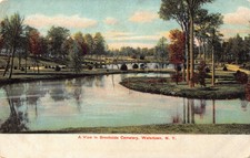 R180077 A View in Brookside Cemetery. Watertown. N. Y. Litho Crome