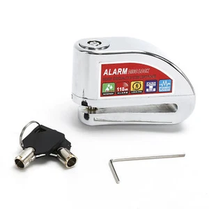 Security Scooter Motorcycle Bike Brake Disc Safety Lock Alarm Anti-theft Silver - Foto 1 di 12
