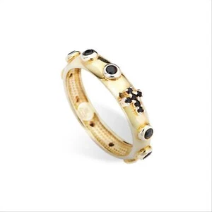 Anello Amen I Rosari Arogn In Argento 925 Colore Oro Con Cristalli Neri Misura 1 - Imagen 1 de 3