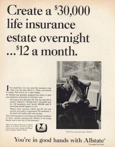 1967 Allstate Insurance: Life Insurance Estate Overnight Vintage Print Ad - Bild 1 von 1