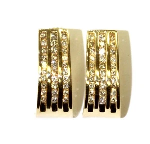 14k yellow gold .90ct round diamond channel earrings 5.9g vintage womens - Picture 1 of 10