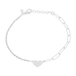 Zamel's Sterling Silver 10-21cm Long Curb Rope Heart Bracelet Jewellery - Picture 1 of 1