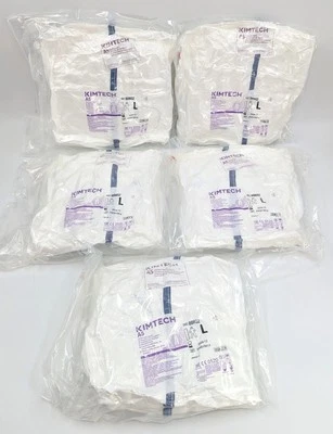 KIMBERLY-CLARK NOS! Lot of 5 Kimtech™ A5 Sterile Cleanroom Coveralls, Large, #88802