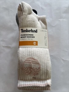 Timberland Women's Cushioned Boot Socks 5 Pairs Size: 6.5-9.5 Cream Pink Grey - Picture 1 of 7