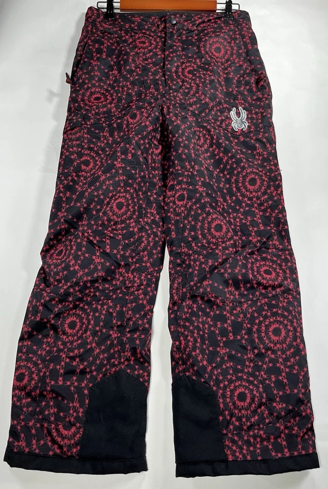 VTG Spyder Youth Kids Snow Pants Size 16 Black Red Spyder Swirl Insulated Spylon - Image 1 of 4
