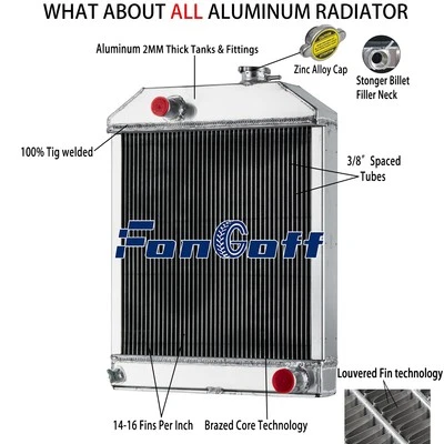 #C7NN8005E Aluminum Radiator Fits Ford 5000 5100 5200 5600 6600 7000 7100 7200 - Image 1 of 4