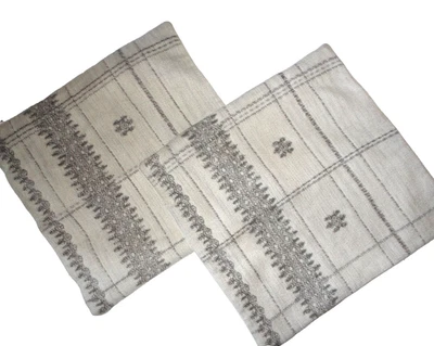 WEST ELM GRAY & NATURAL TRIBAL TEXTURED (2) THROW PILLOW COVERS 20X20 - Image 1 of 4