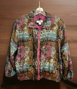 Xposure 90'S VINTAGE Multicolor SILK JACKET Ladies M - Picture 1 of 3
