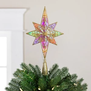 LED Glitzer Stern von Bethlehem Weihnachtsbaum Topper - 14,5" - Gold - Multi - Bild 1 von 6